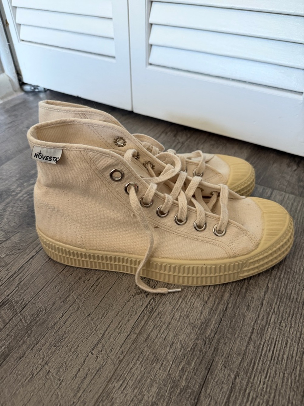 Novesta Cream Canvas High-Top Sneakers